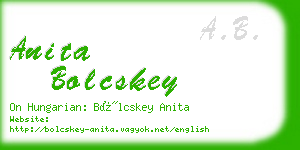 anita bolcskey business card